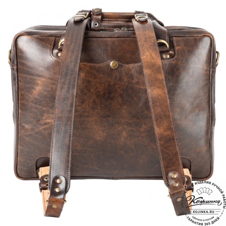 Кожаная мужская сумка-рюкзак "Генри" (коричневый эксклюзив)